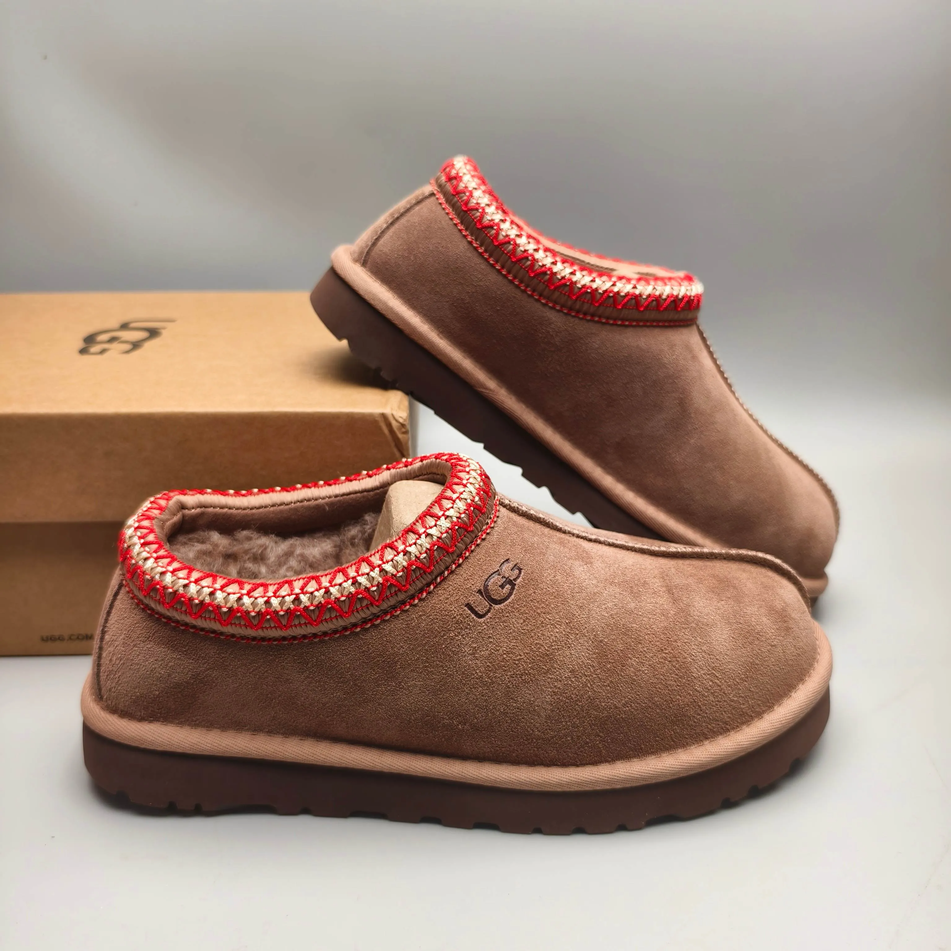💰440 UGG sheepskin all-in-one snow boots for women, 5955 model 4470, one-legged ethnic style home style for women, color: light oak brown, pink, sand color, size: 35-41